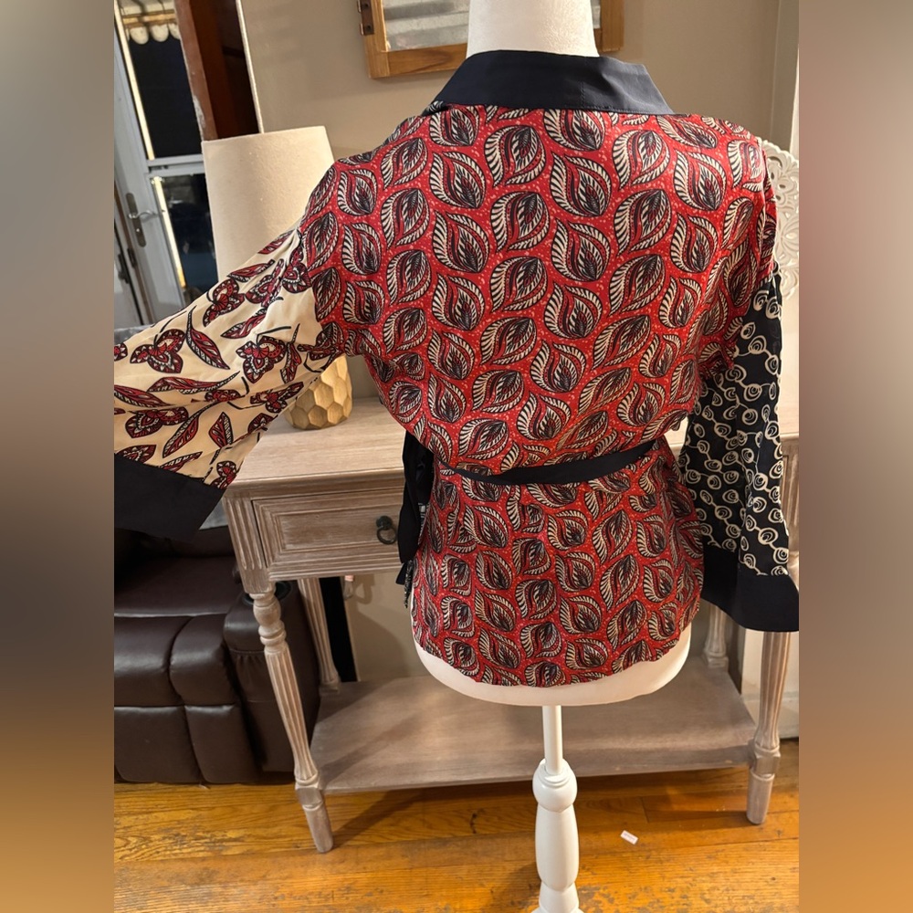 Meadow Rue by Anthropologie Multi Print Kimono Style Wrap Top - Picture 6 of 11